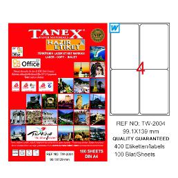 Tanex Laser Etiket 100 YP 99.1x139 Laser-Copy-Inkjet TW-2004 -TW-2004