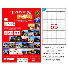 Tanex Laser Etiket 100 YP 38.1x21.2 Laser-Copy-Inkjet TW-2065 -TW-2065