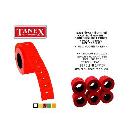 Tanex Fiyat Etiketi Çizgili 12x21 Fosforlu Kırmızı -Tnx122153